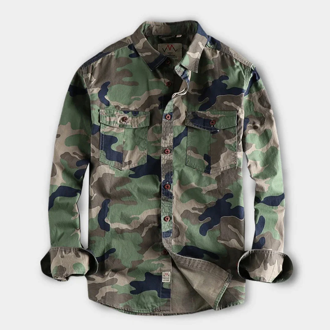 Robustes Herren langarm Hemd in Camouflage Optik - Image 5