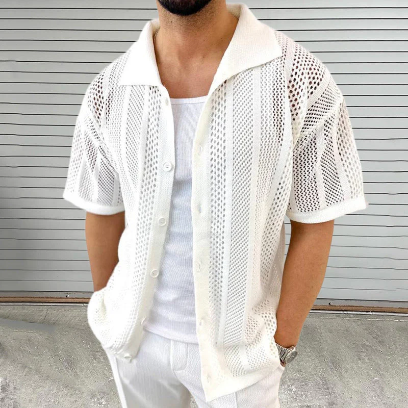 Strand Casual Herren kurzarm Hemd - Atmungsaktiv und Hollow Out Design - Image 2