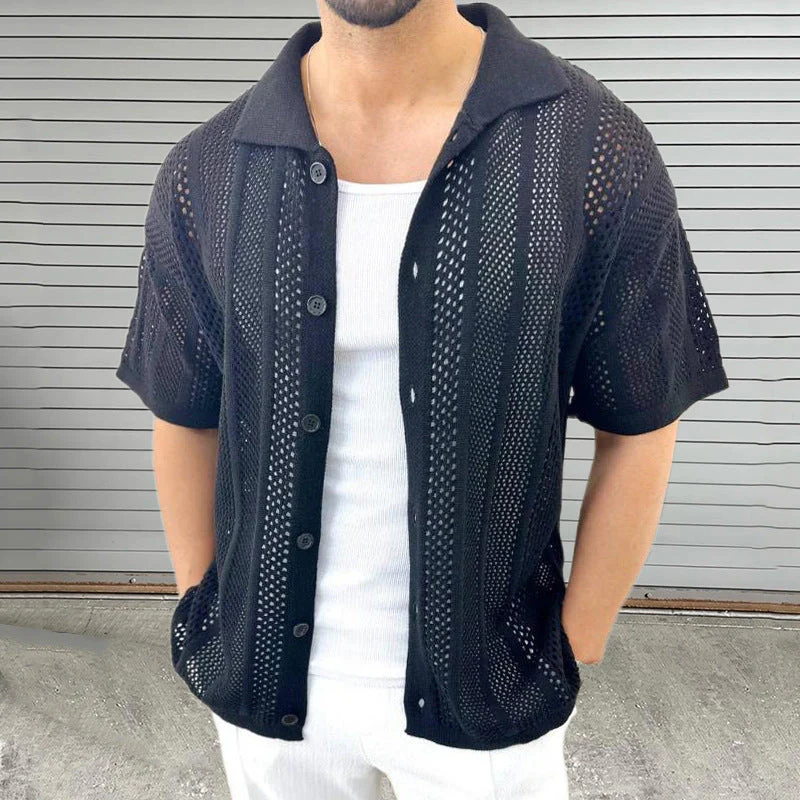 Strand Casual Herren kurzarm Hemd - Atmungsaktiv und Hollow Out Design - Image 3