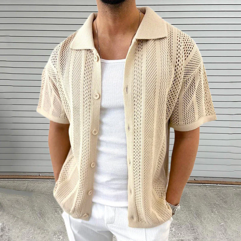 Strand Casual Herren kurzarm Hemd - Atmungsaktiv und Hollow Out Design - Image 4