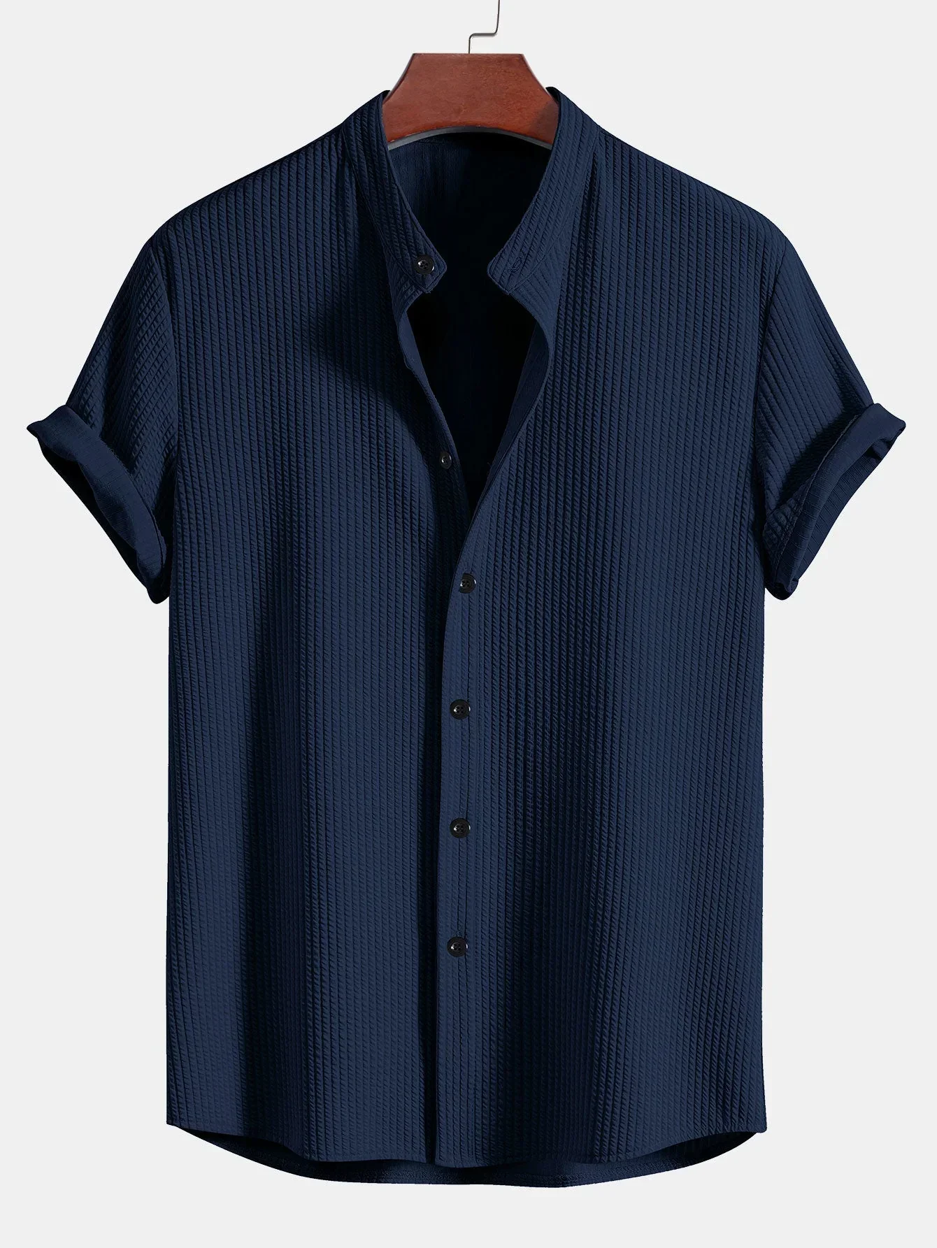Stylisches Herren Polo Shirt aus Leinen mit Stehkragen - Image 8
