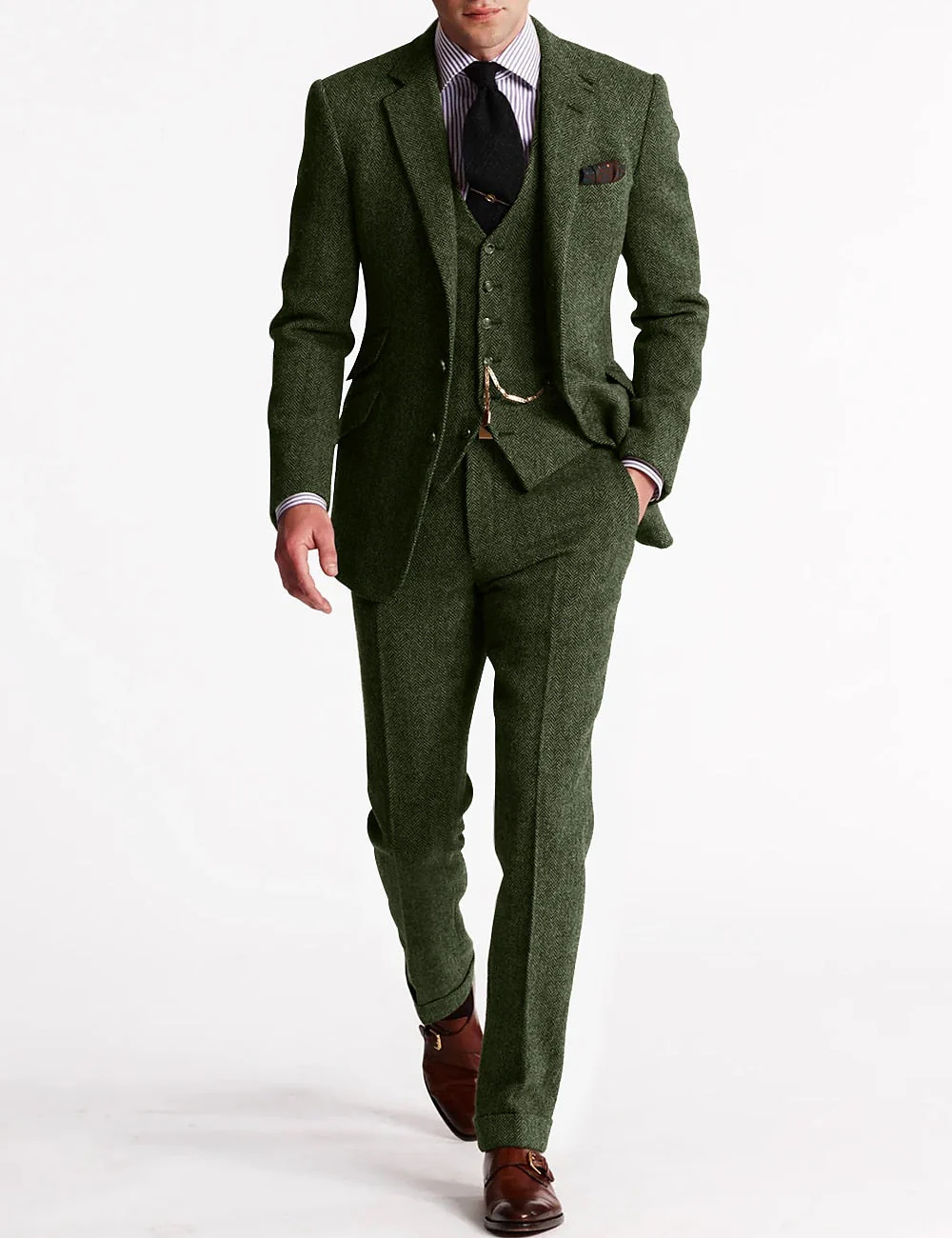 Tweed Tuxedo Herrenanzüge, dreiteilig und klassisch - Image 2