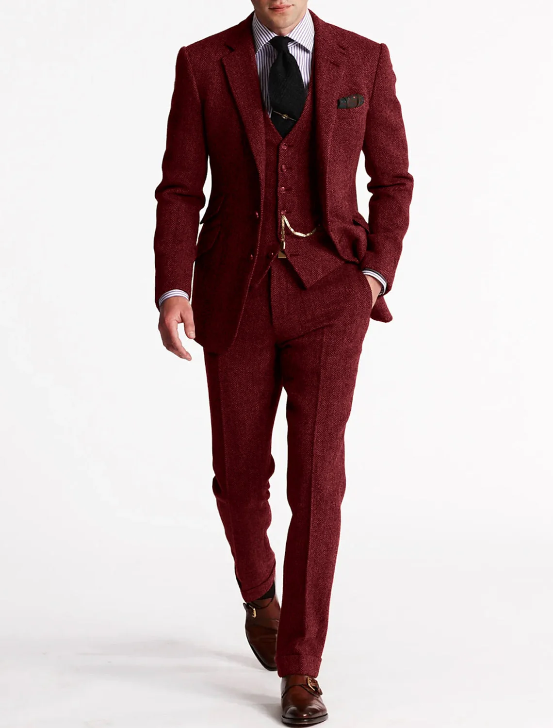 Tweed Tuxedo Herrenanzüge, dreiteilig und klassisch - Image 3
