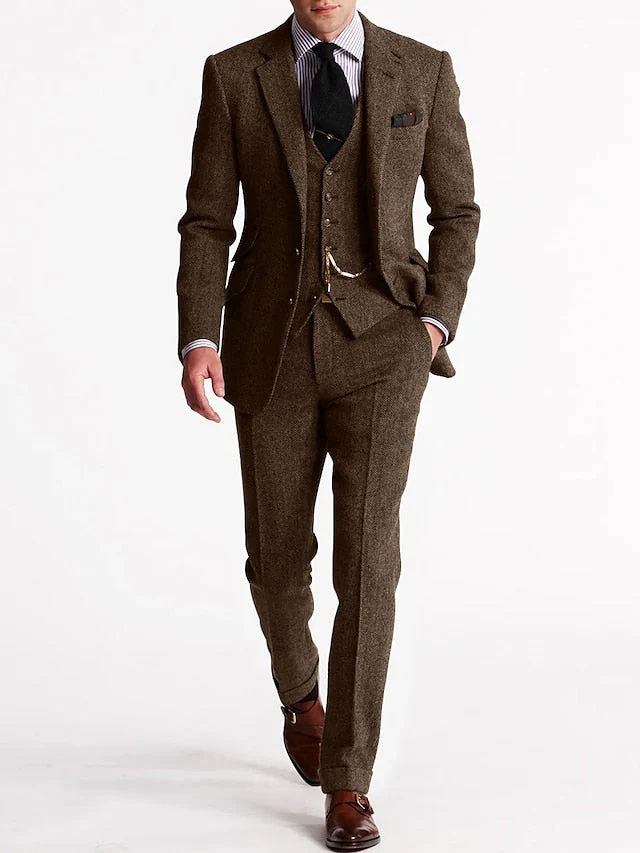 Tweed Tuxedo Herrenanzüge, dreiteilig und klassisch - Image 4