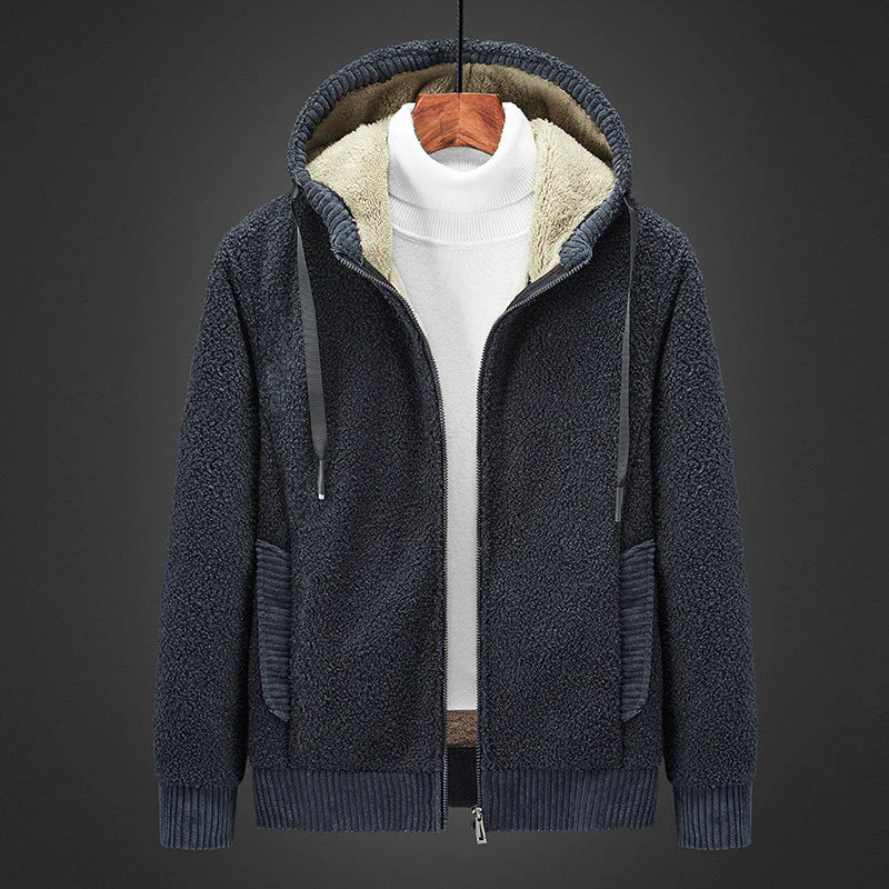 Warmer gefütterter Herren-Kapuzenpullover mit Reißverschluss