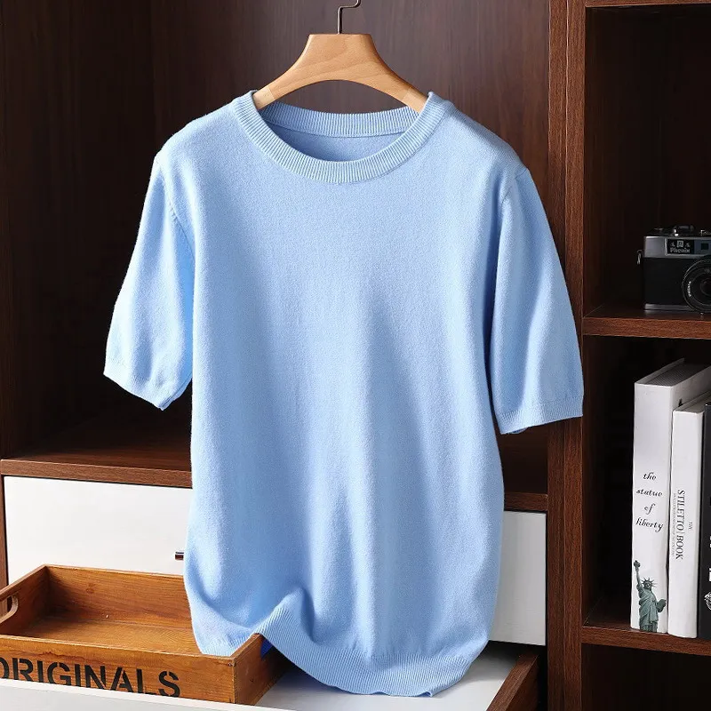 Weiches Herren Kaschmir Rundhals T-Shirt - Image 5