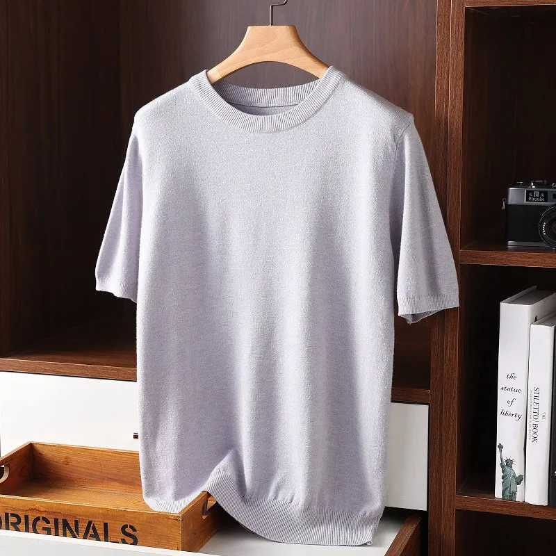 Weiches Herren Kaschmir Rundhals T-Shirt - Image 8