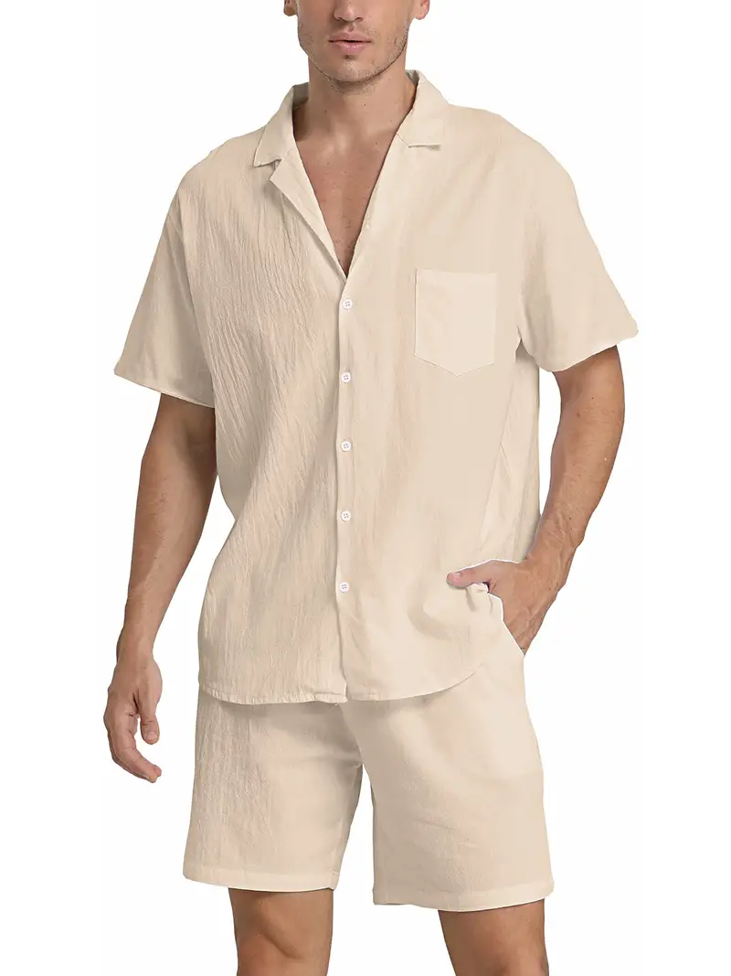 Zweiteiliges Leinen-Set für Herren: Hemd und Hose, atmungsaktiv und stilvoll - Image 2